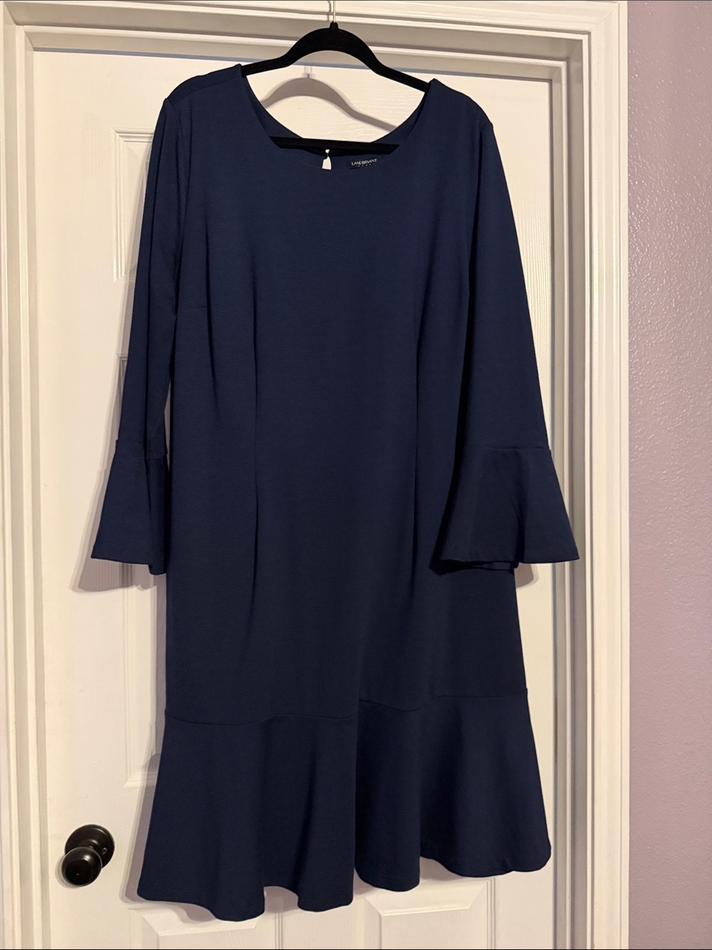Lane Bryant Navy Bell-Sleeve Swing Dress